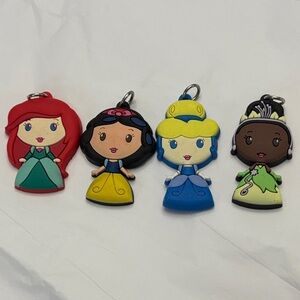 4 piece Disney Princess Rubber Charm Set- 1 1/2 inch